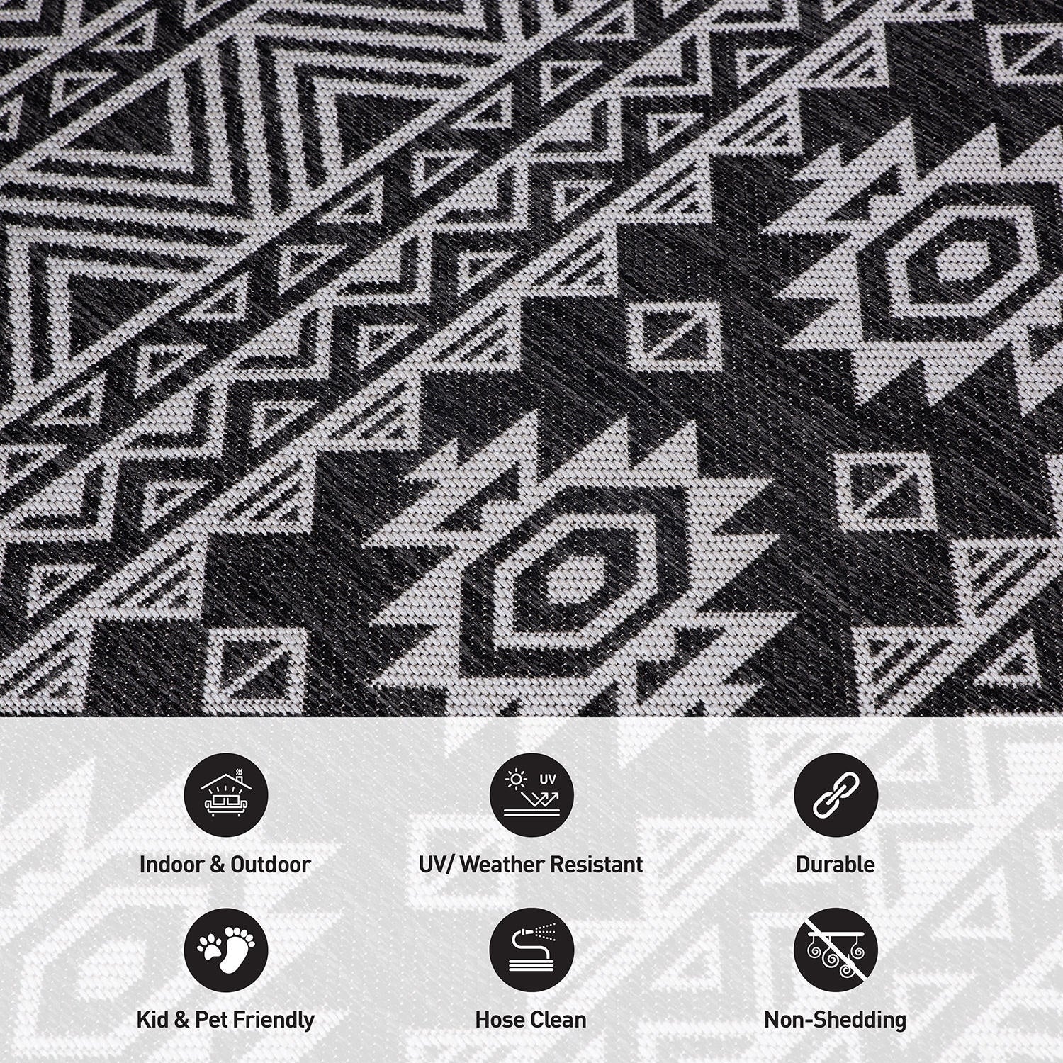 Tapis d'intérieur/extérieur texturé à motif géométrique bohème vieilli World Rug Gallery