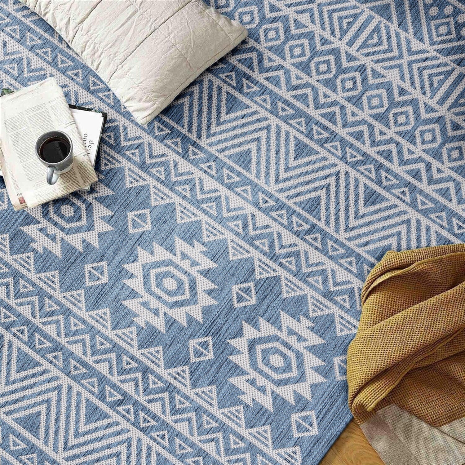 Tapis d'intérieur/extérieur texturé à motif géométrique bohème vieilli World Rug Gallery