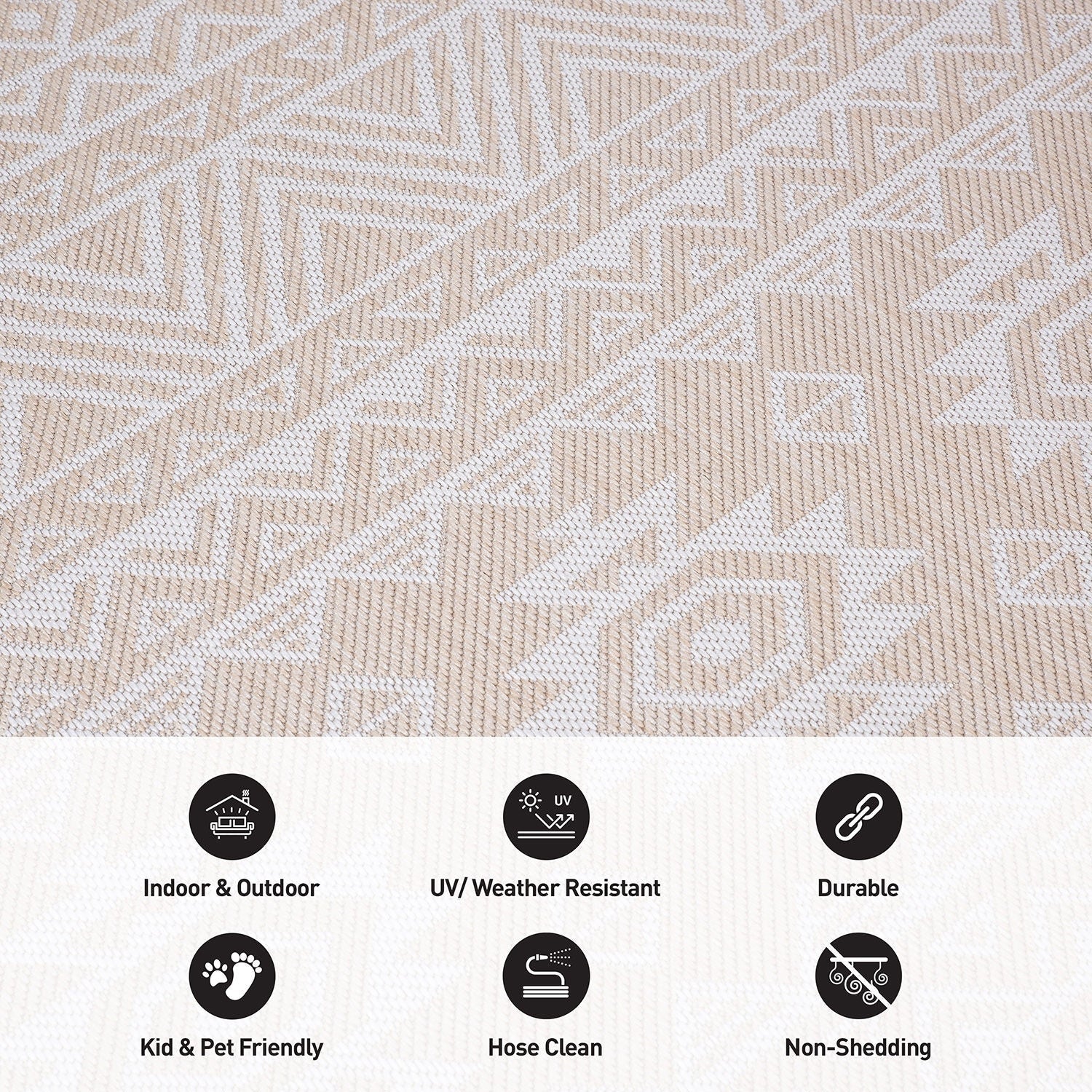 Tapis d'intérieur/extérieur texturé à motif géométrique bohème vieilli World Rug Gallery