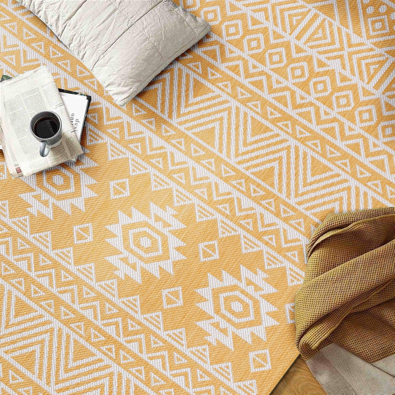 Tapis d'intérieur/extérieur texturé à motif géométrique bohème vieilli World Rug Gallery