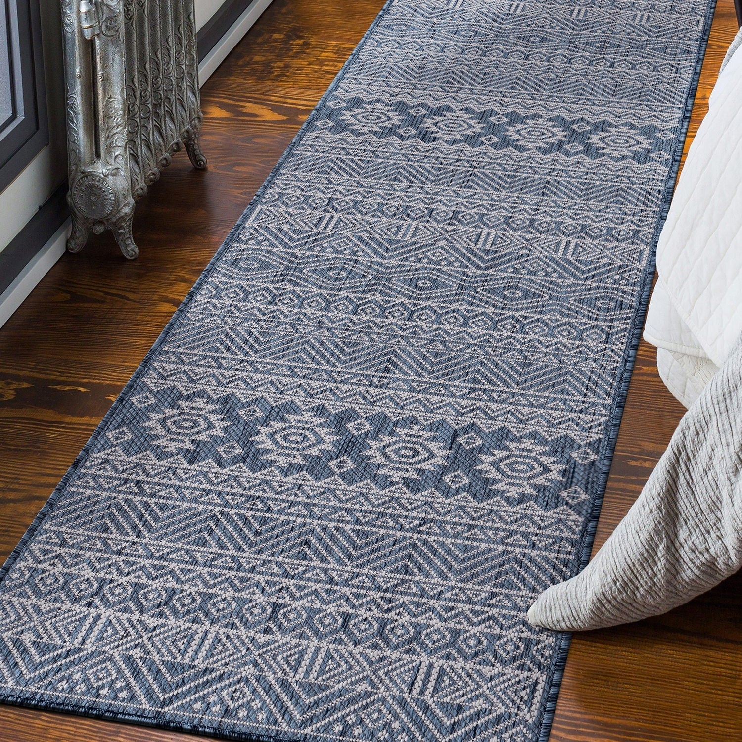 Tapis d'intérieur/extérieur texturé à motif géométrique bohème vieilli World Rug Gallery