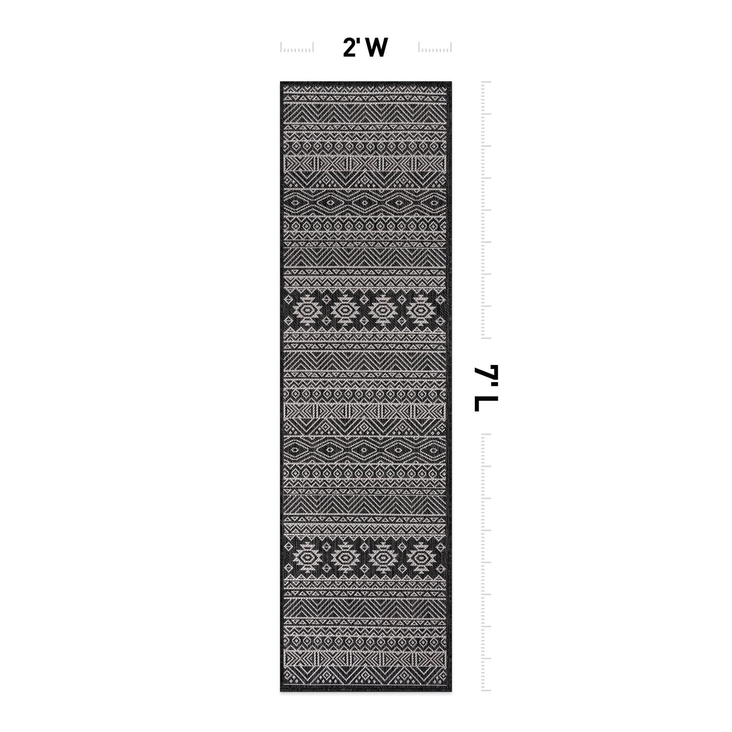 Tapis d'intérieur/extérieur texturé à motif géométrique bohème vieilli World Rug Gallery