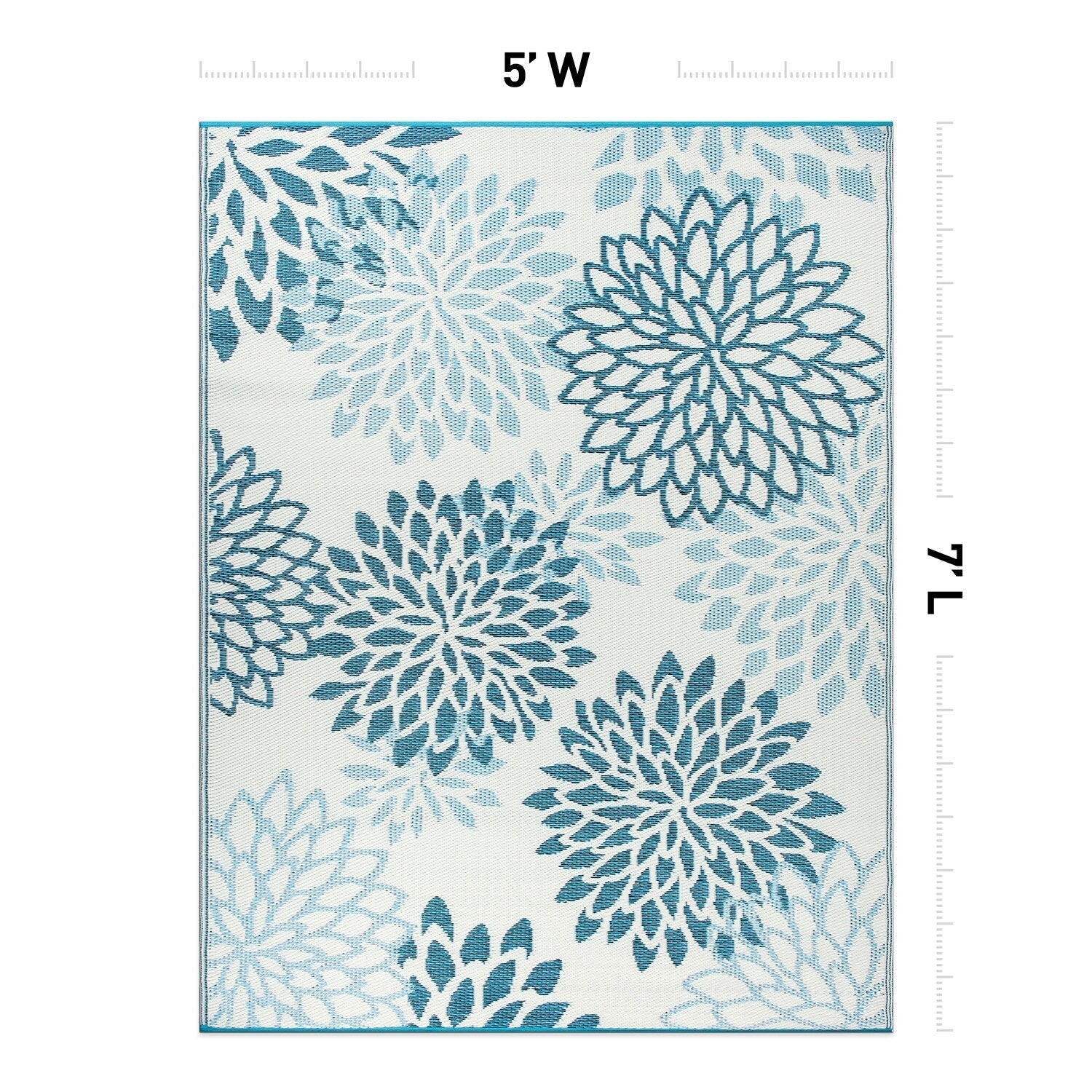 Tapis d'extérieur réversibles en plastique recyclé à motifs floraux modernes Aloha de la World Rug Gallery