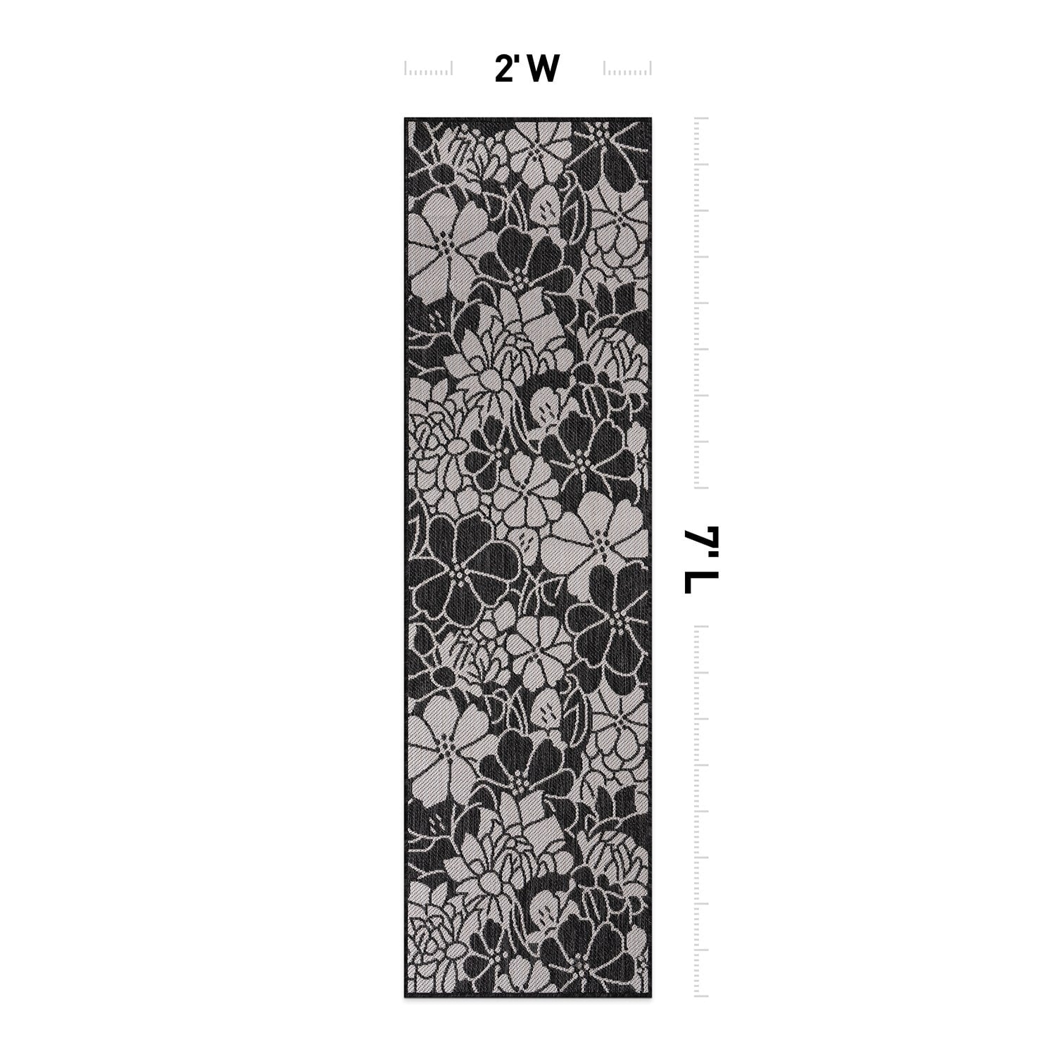 Tapis d'intérieur/extérieur texturé à motif floral moderne World Rug Gallery