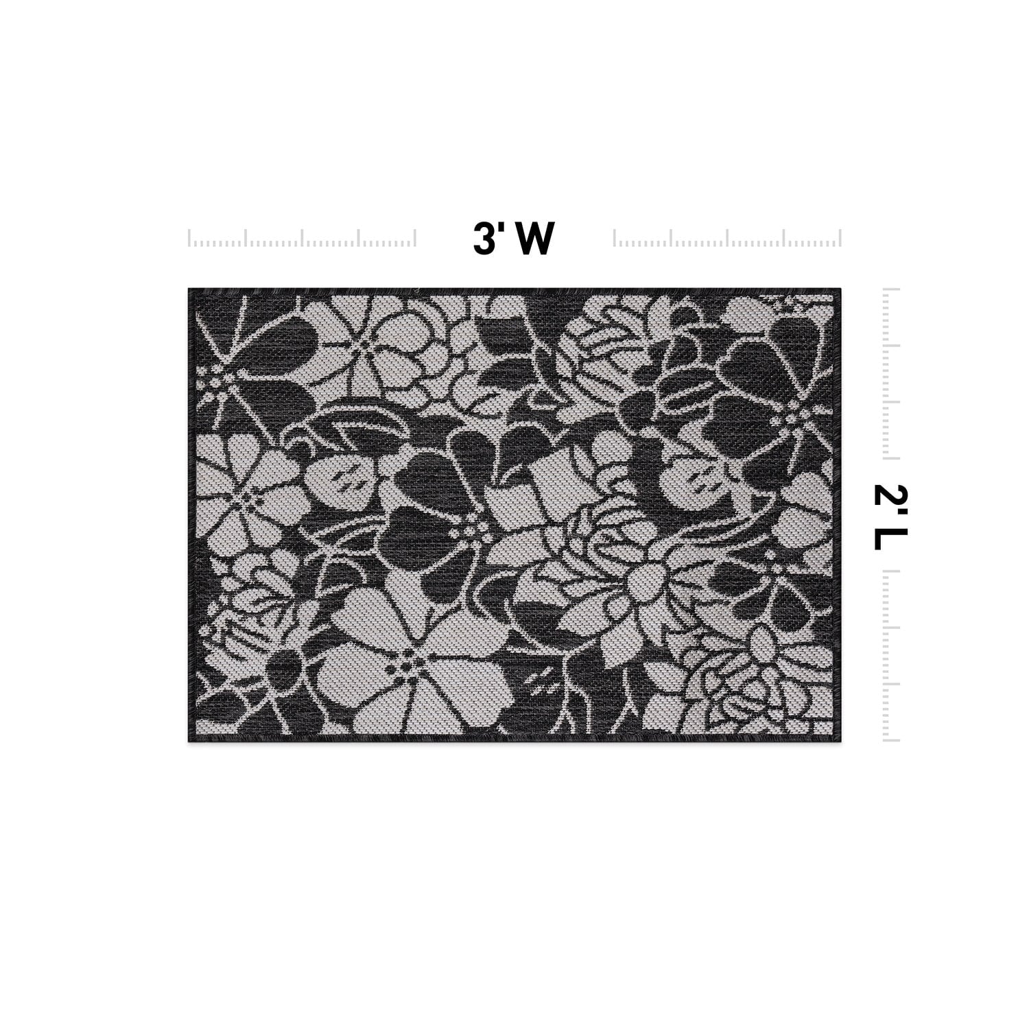 Tapis d'intérieur/extérieur texturé à motif floral moderne World Rug Gallery