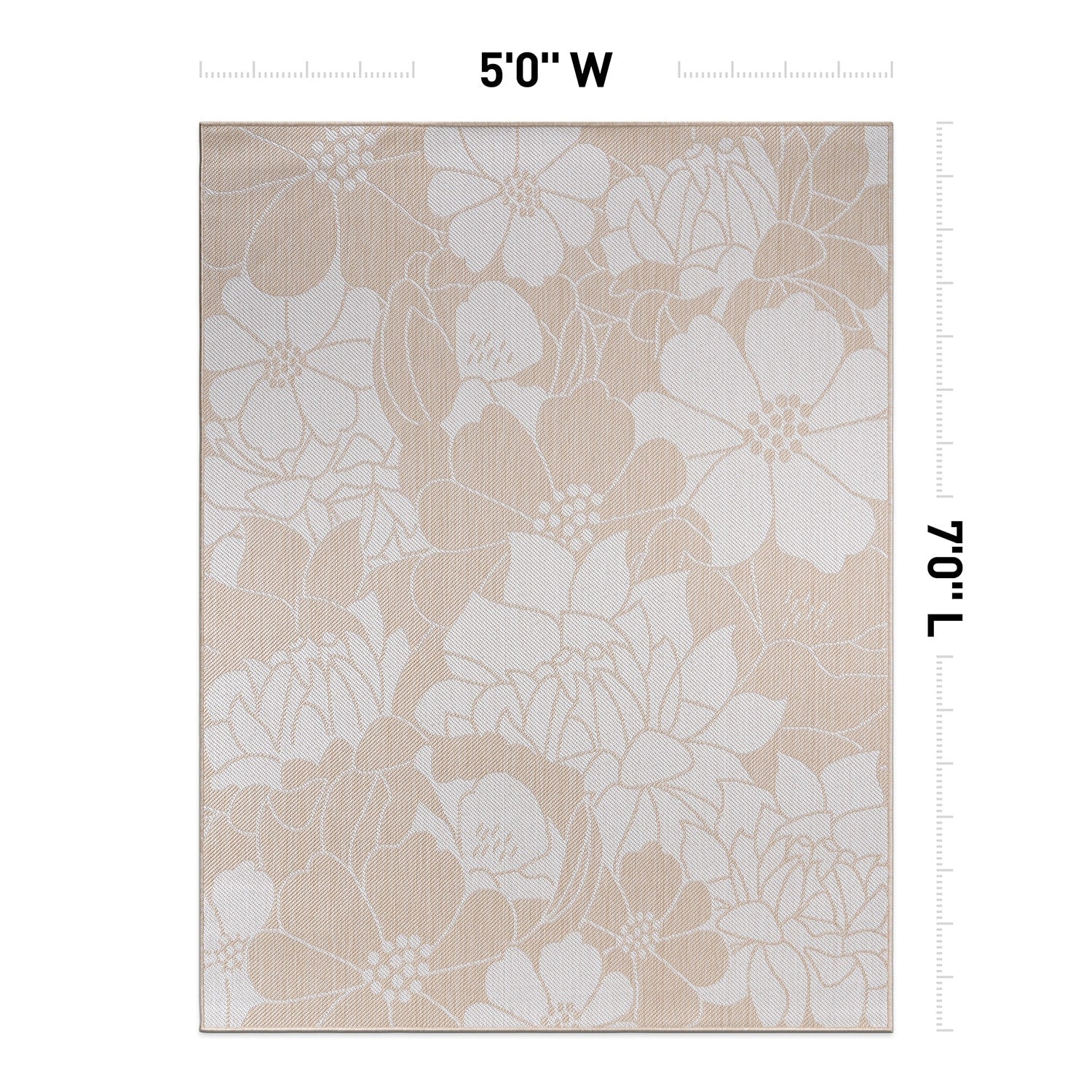 Tapis d'intérieur/extérieur texturé à motif floral moderne World Rug Gallery