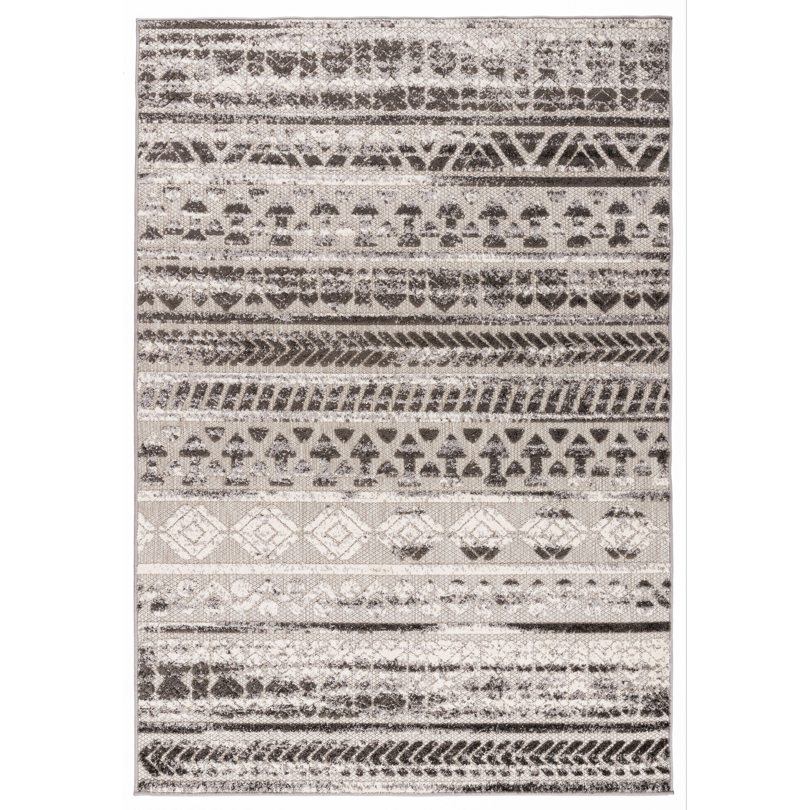 Tapis d'intérieur/extérieur géométrique délavé à rayures modernes de la World Rug Gallery