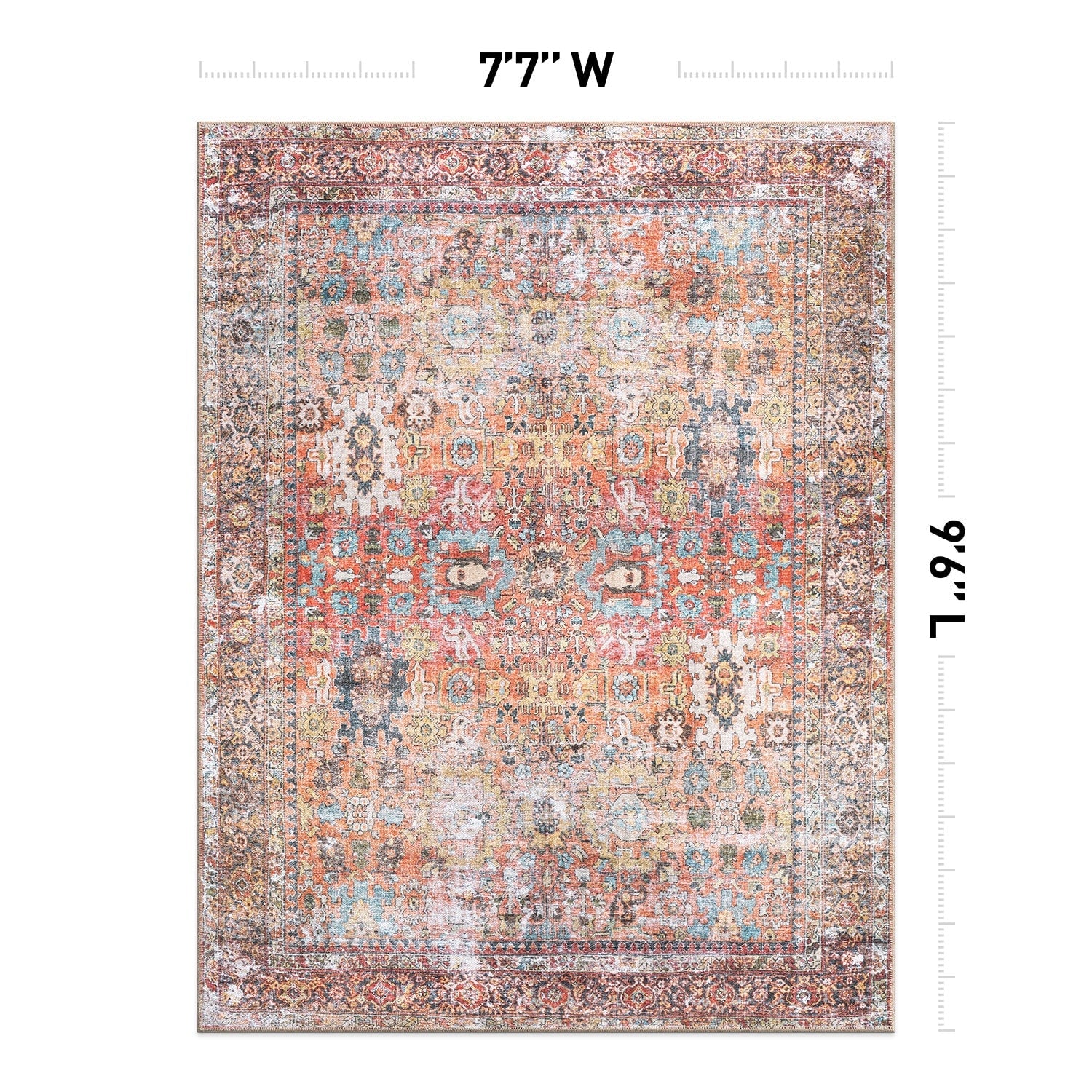 Tapis antidérapant lavable en machine, style transitionnel et vieilli, de la World Rug Gallery