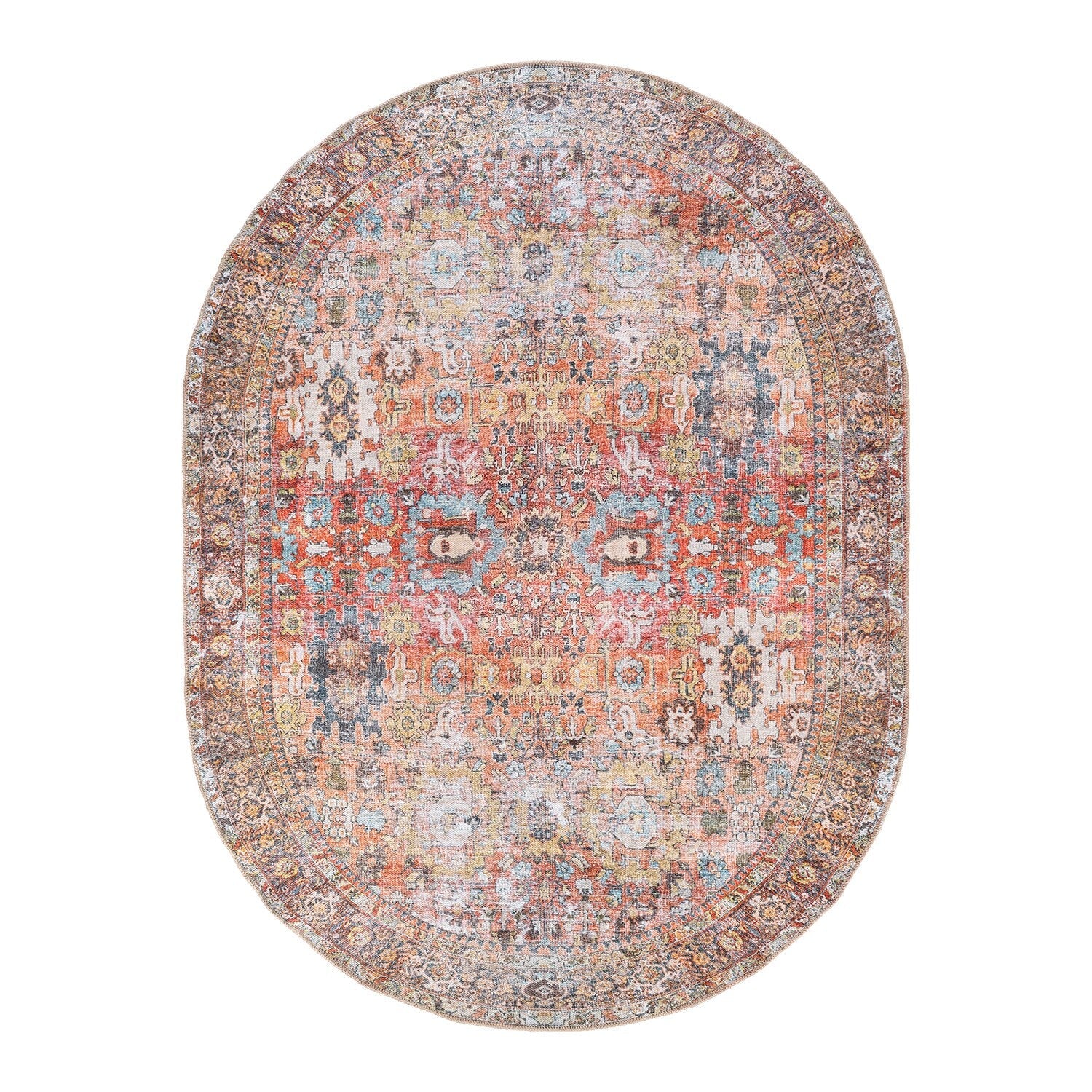Tapis antidérapant lavable en machine, style transitionnel et vieilli, de la World Rug Gallery