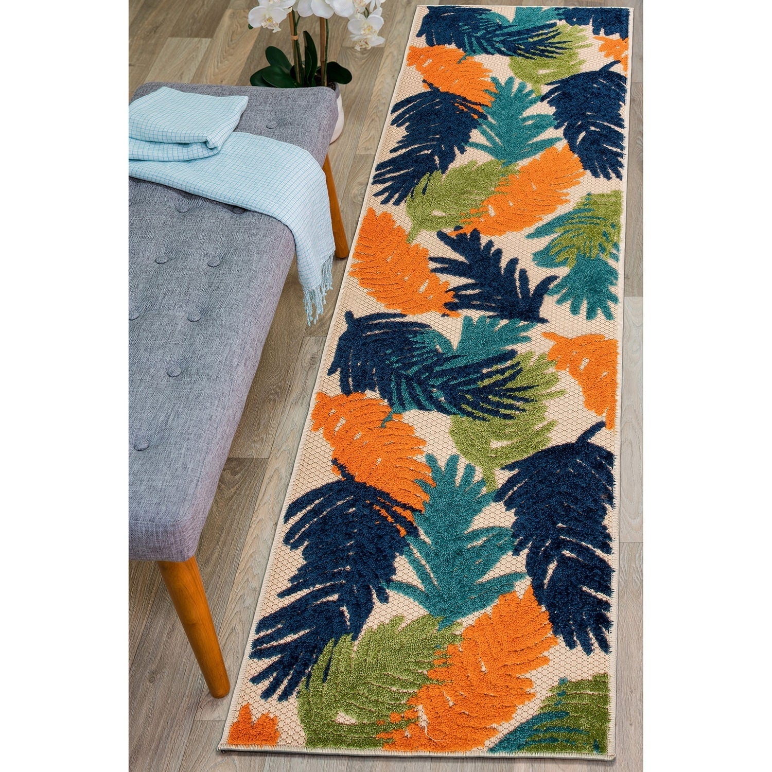 Tapis d'intérieur/extérieur moderne à motif floral tropical World Rug Gallery