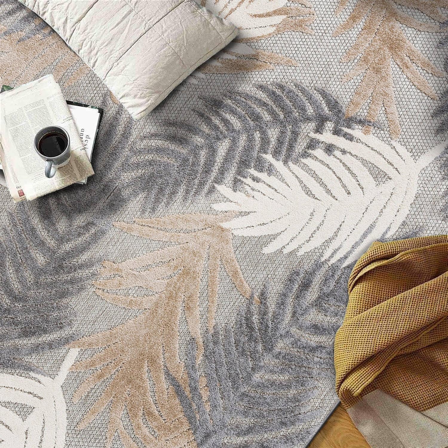 Tapis d'intérieur/extérieur moderne à motif floral tropical World Rug Gallery