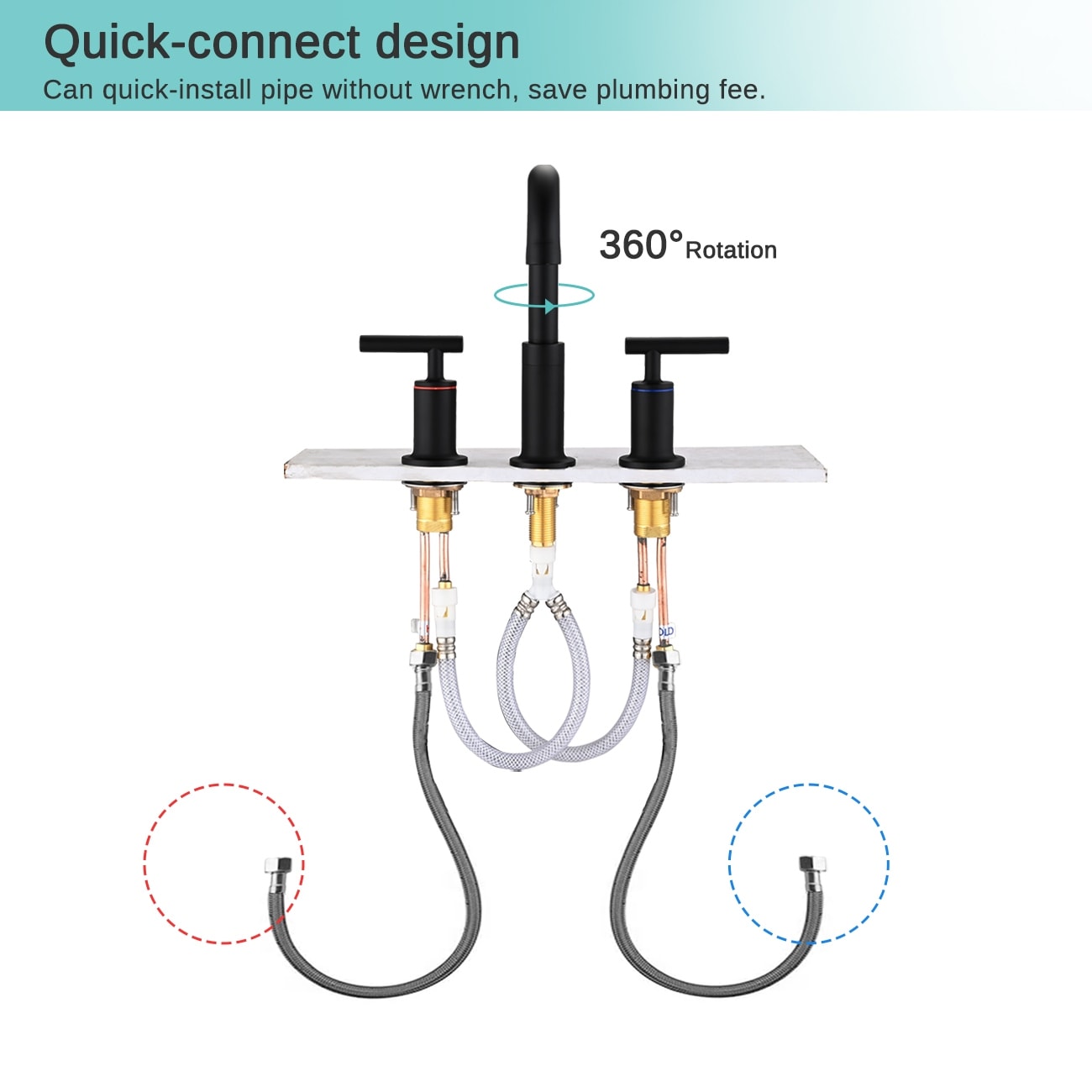 Robinet de lavabo de salle de bain de luxe YASINU de 8 pouces avec bonde escamotable