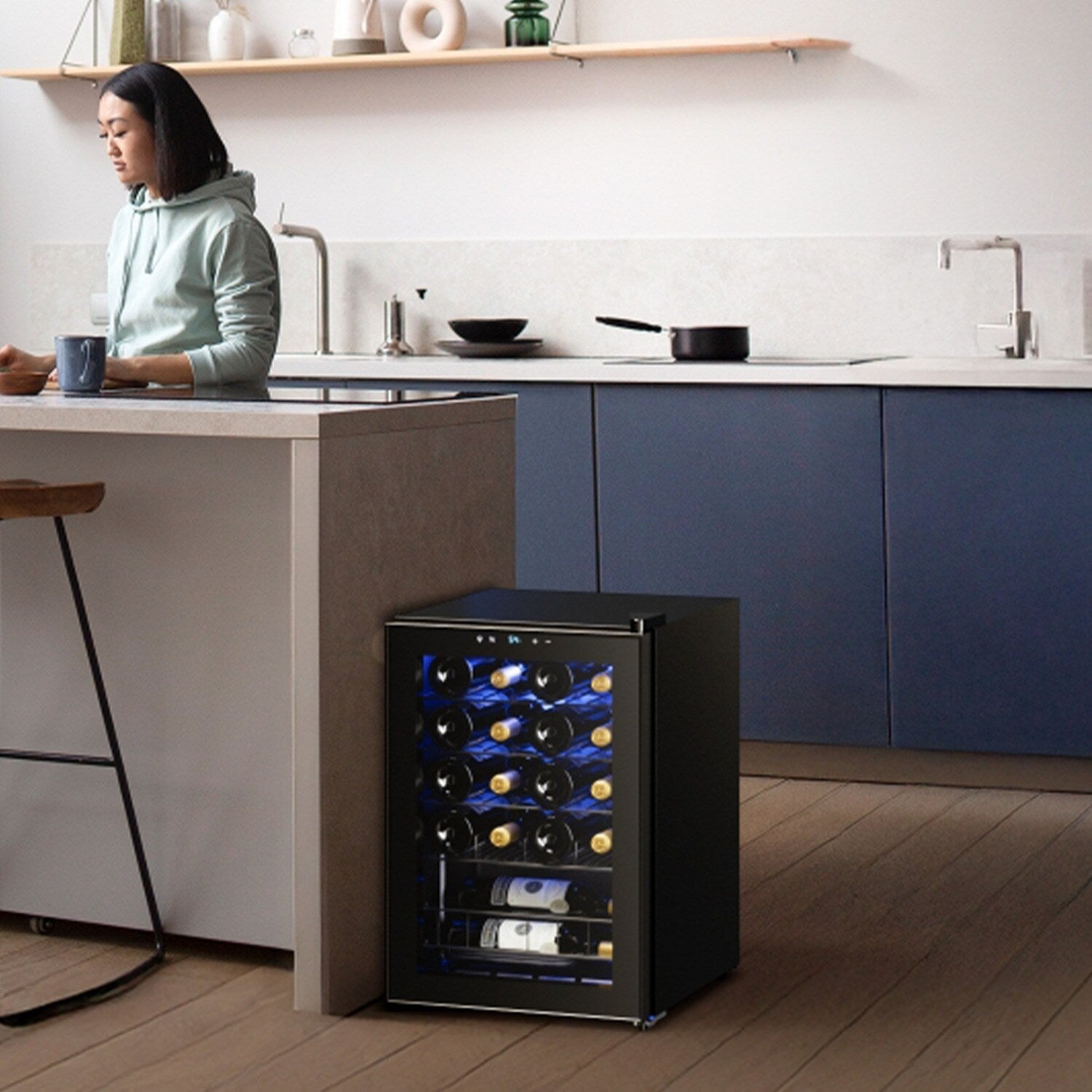 Réfrigérateur à vin/boissons 17 pouces, 20 bouteilles, pose libre, contrôle numérique de la température