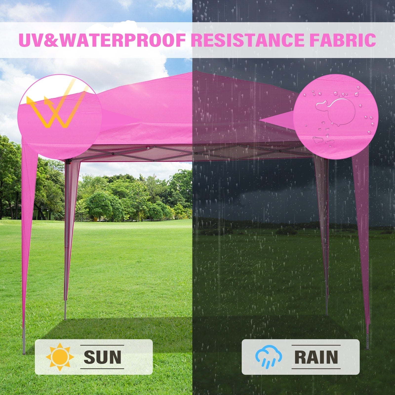 Tente de jardin pop-up Zenova 10' x 10' pour extérieur, tonnelle, fête, mariage