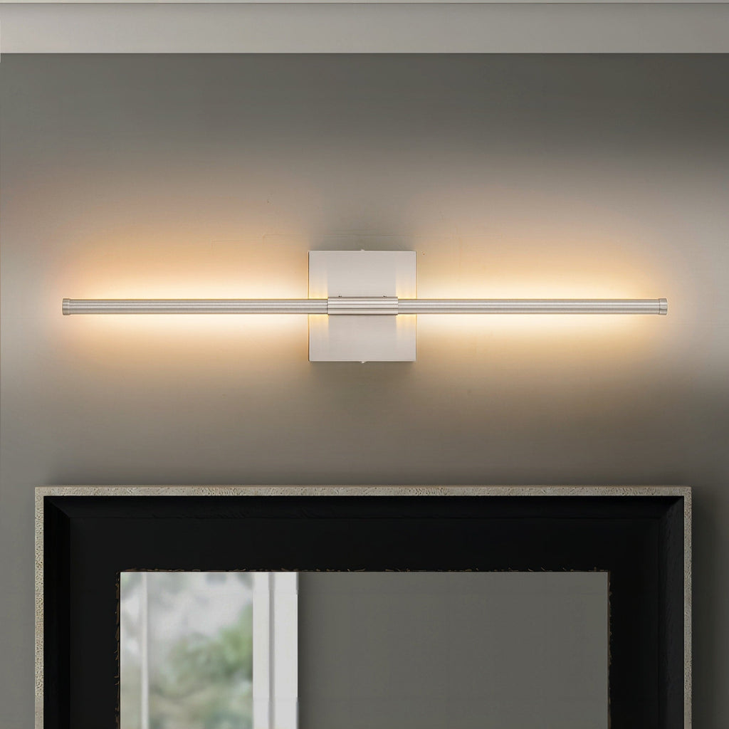 Applique murale linéaire moderne à 1 ampoule, noire/dorée/nickel, à LED, à intensité variable, pour salle de bain