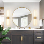 Applique murale linéaire moderne à 1 ampoule, noire/dorée/nickel, à LED, à intensité variable, pour salle de bain