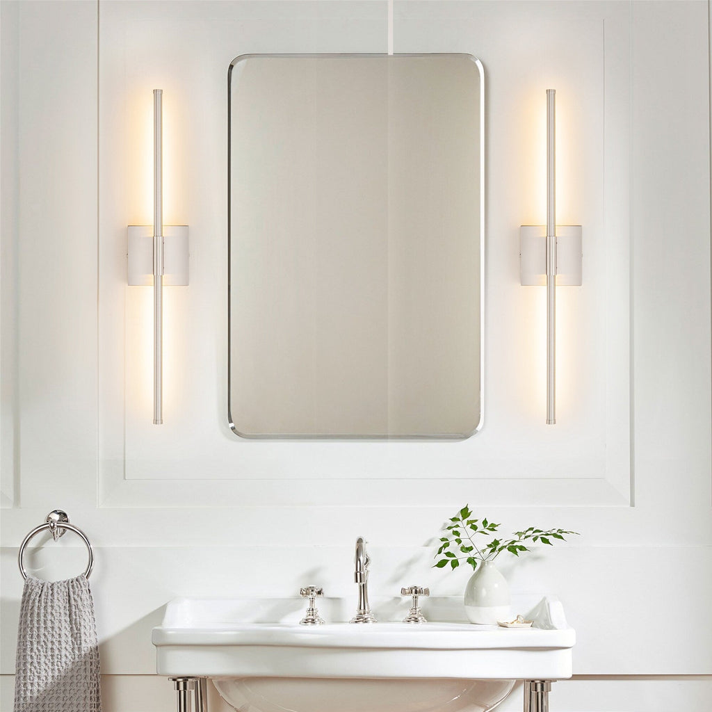 Applique murale linéaire moderne à 1 ampoule, noire/dorée/nickel, à LED, à intensité variable, pour salle de bain