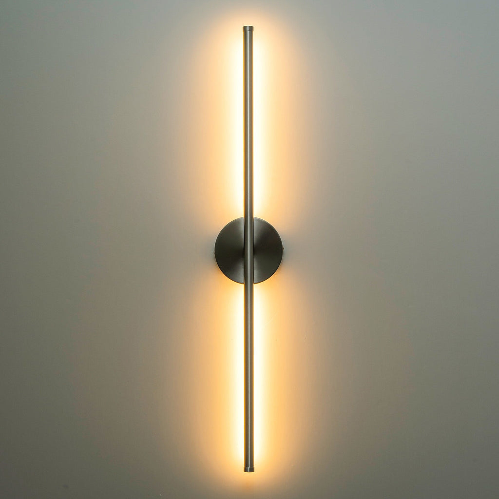 Applique murale linéaire moderne à 1 ampoule, noire/dorée/nickel, à LED, à intensité variable, pour salle de bain