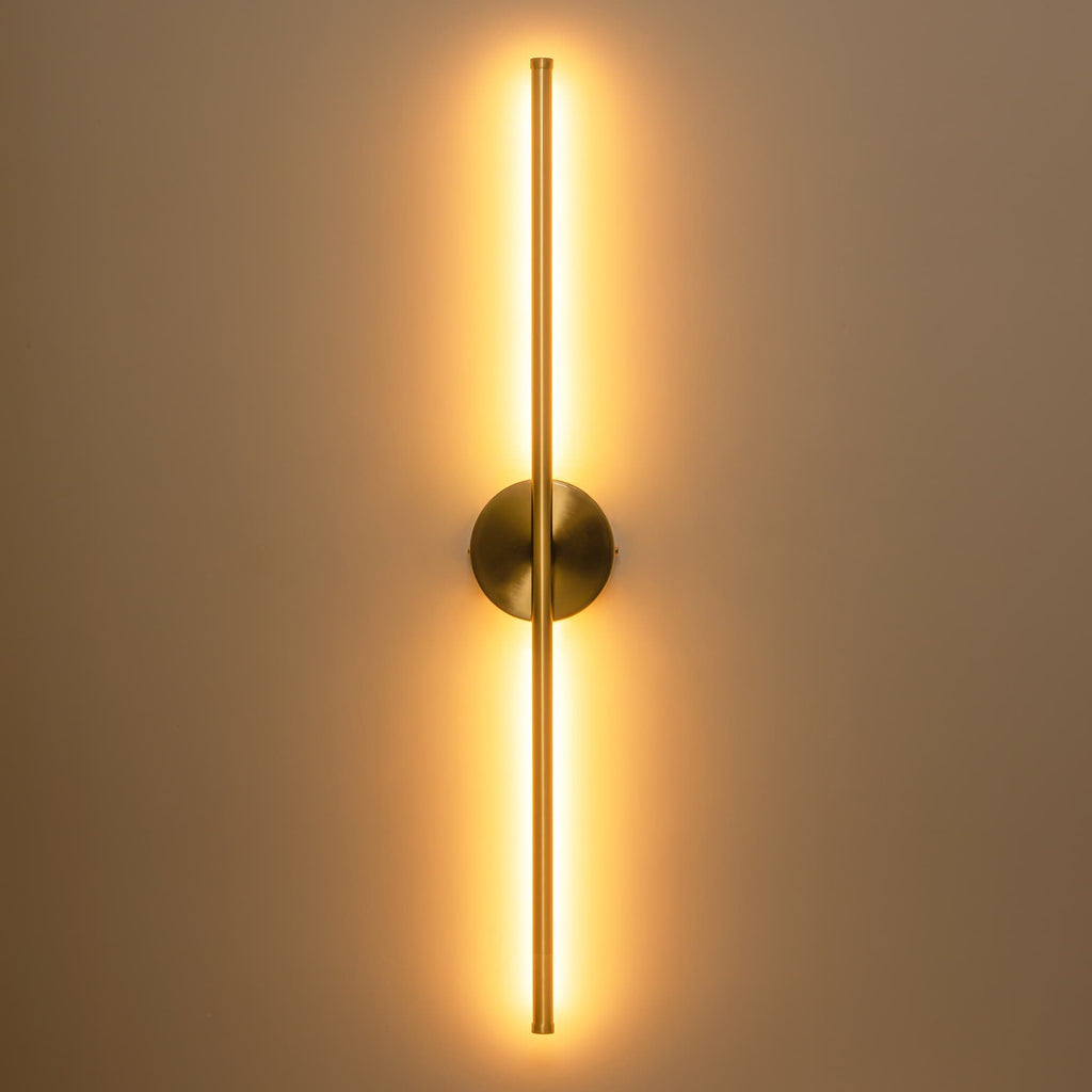 Applique murale linéaire moderne à 1 ampoule, noire/dorée/nickel, à LED, à intensité variable, pour salle de bain