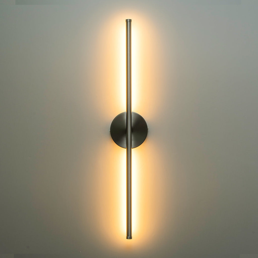 Applique murale linéaire moderne à 1 ampoule, noire/dorée/nickel, à LED, à intensité variable, pour salle de bain