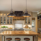 Suspension à dôme en métal de style industriel à 1 ampoule, finition bronze huilé