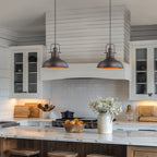 Suspension à dôme en métal de style industriel à 1 ampoule, finition bronze huilé