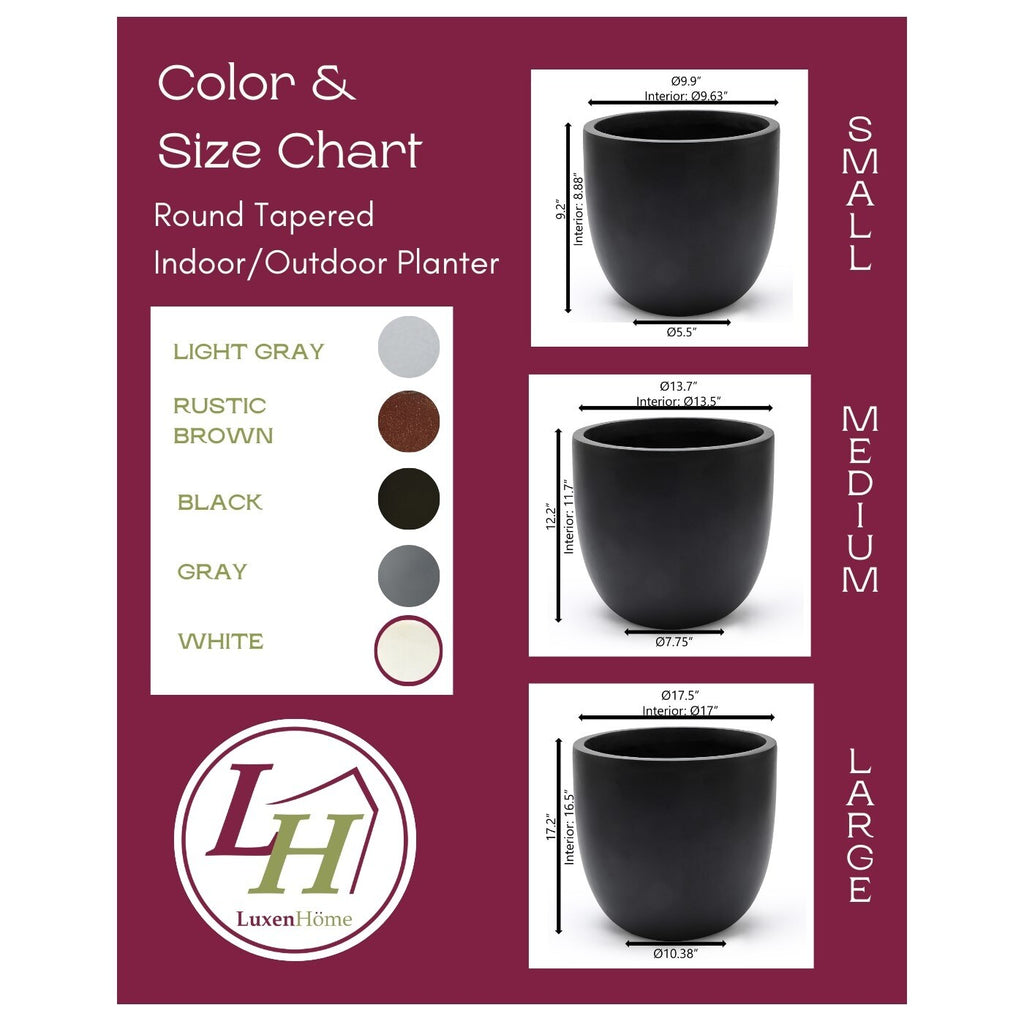 Jardinière ronde conique en MgO, pour l'intérieur et l'extérieur