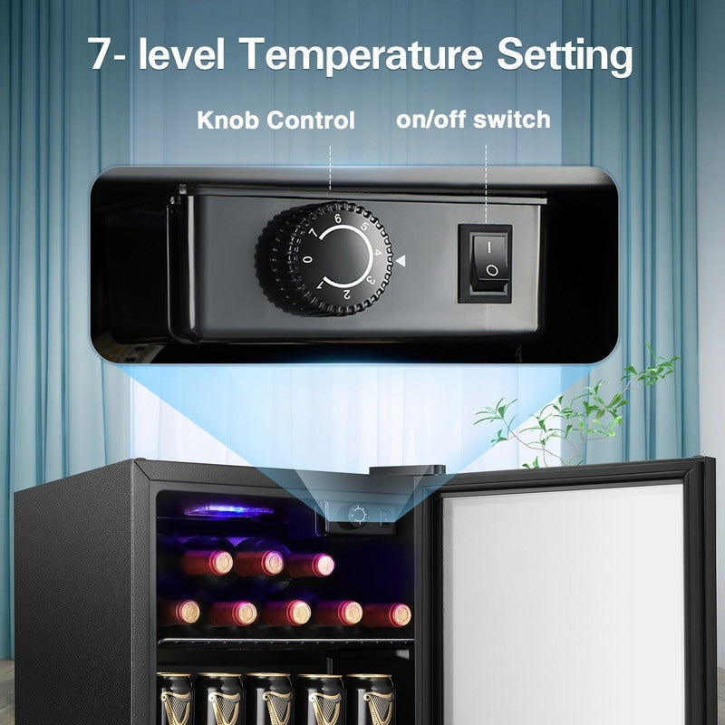 Réfrigérateur à boissons de 1,3 pi³ - Mini-réfrigérateur pour 48 canettes et 12 bouteilles, porte en verre, commande par bouton