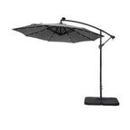 Parasol de terrasse éclairé à énergie solaire de 3 m avec pied