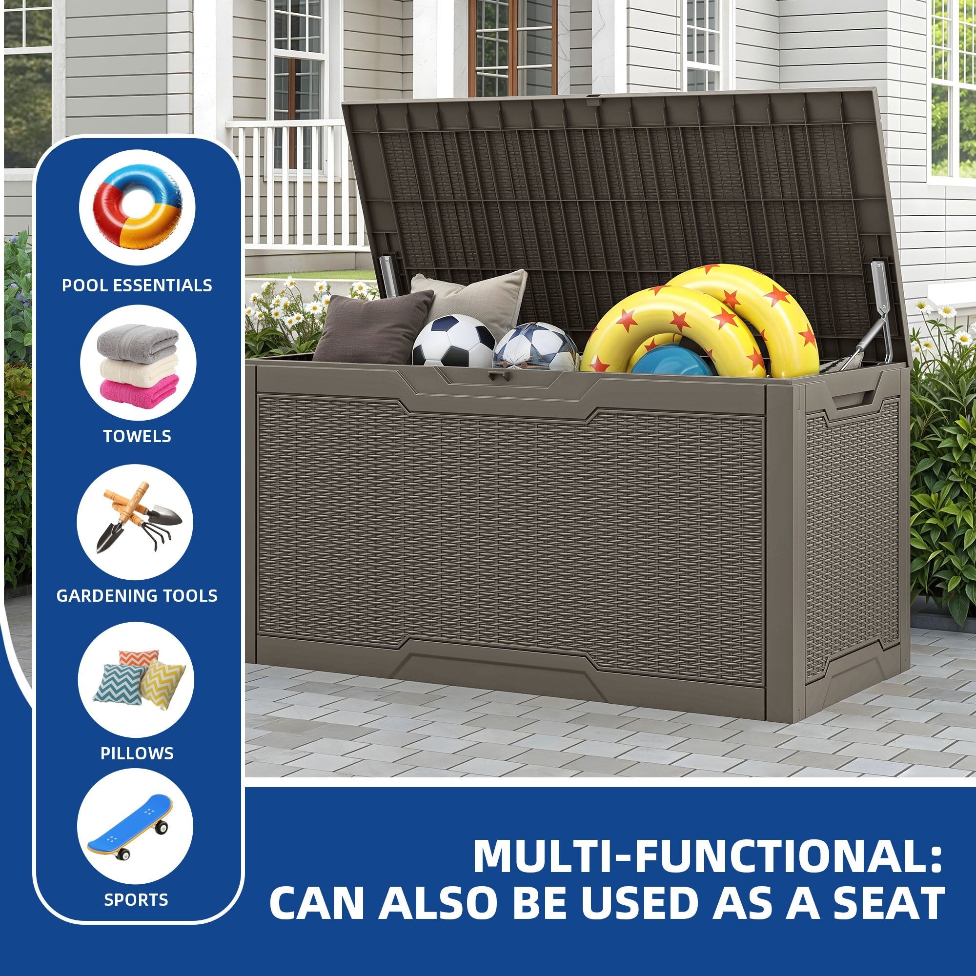 Coffre de rangement extérieur étanche de 100 gallons - N/A