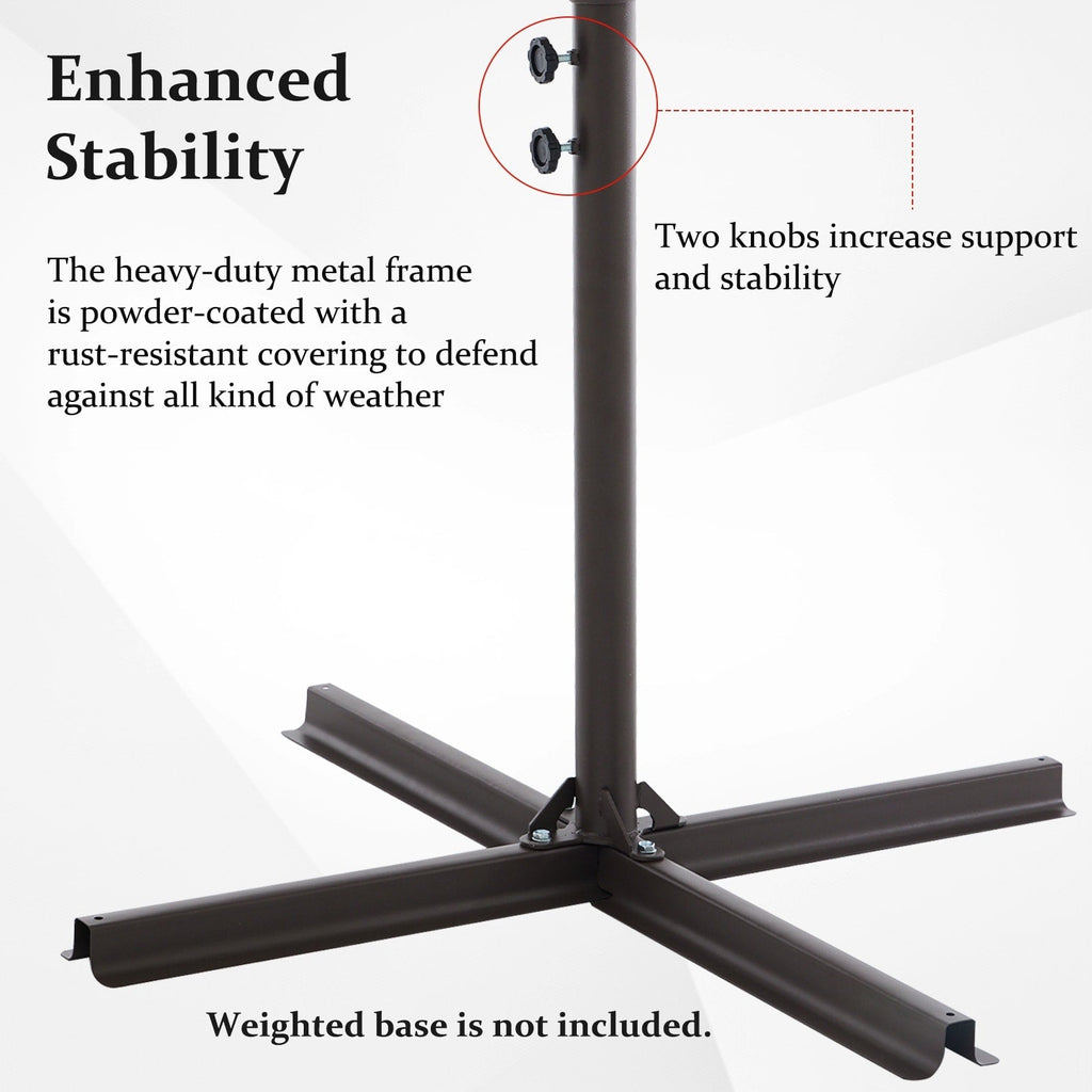 Parasol déporté suspendu à manivelle en acier de 10 pieds