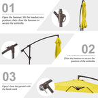 Parasol déporté suspendu à manivelle en acier de 10 pieds