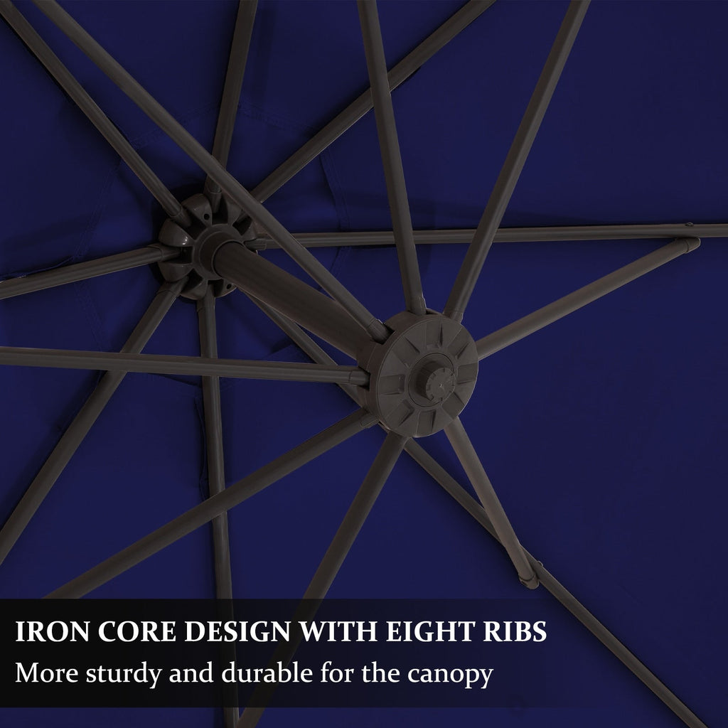 Parasol déporté suspendu à manivelle en acier de 10 pieds