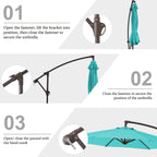 Parasol déporté suspendu à manivelle en acier de 10 pieds