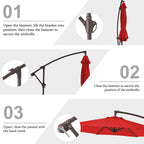 Parasol déporté suspendu à manivelle en acier de 10 pieds