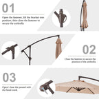 Parasol déporté suspendu à manivelle en acier de 10 pieds