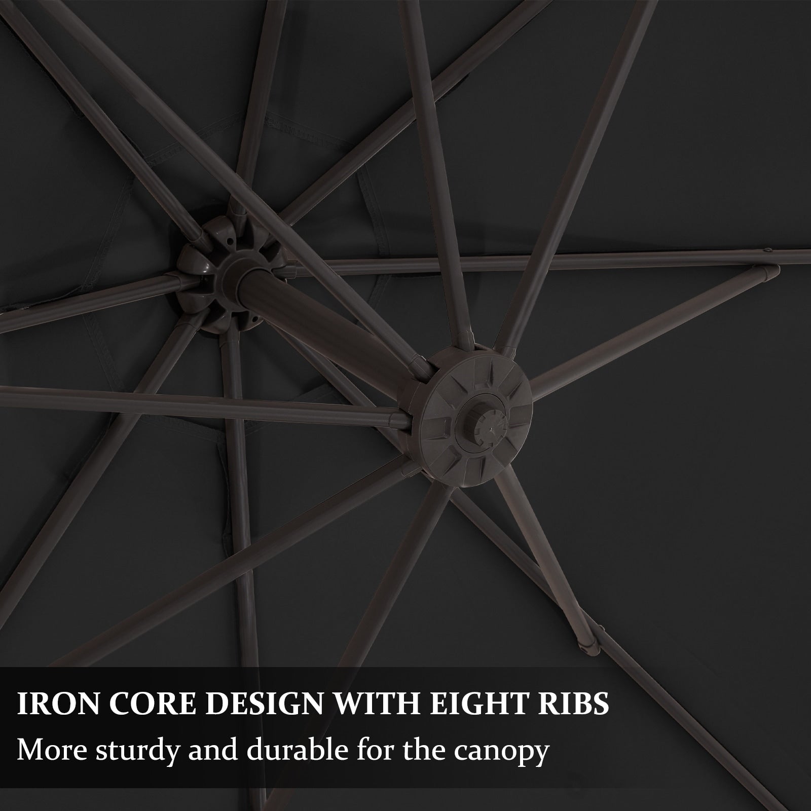 Parasol déporté suspendu à manivelle en acier de 10 pieds