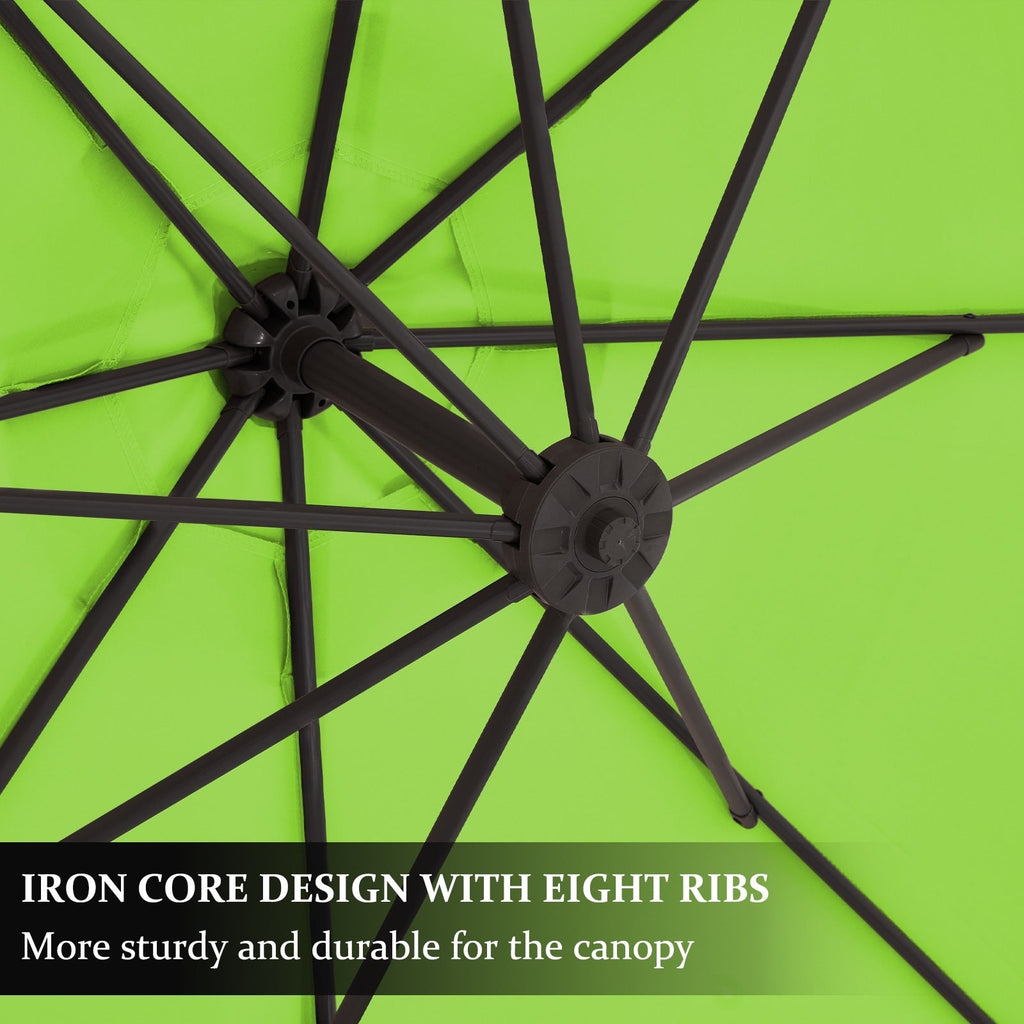 Parasol déporté suspendu à manivelle en acier de 10 pieds