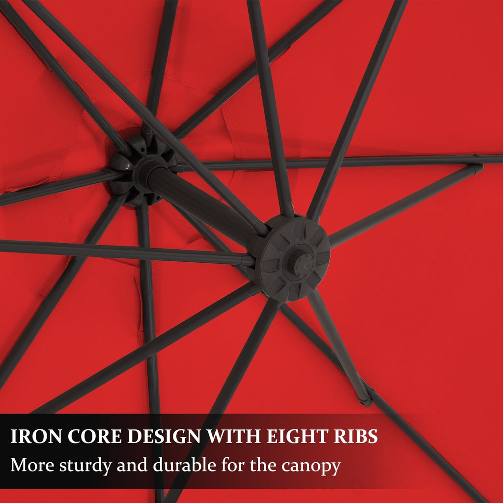 Parasol déporté suspendu à manivelle en acier de 10 pieds