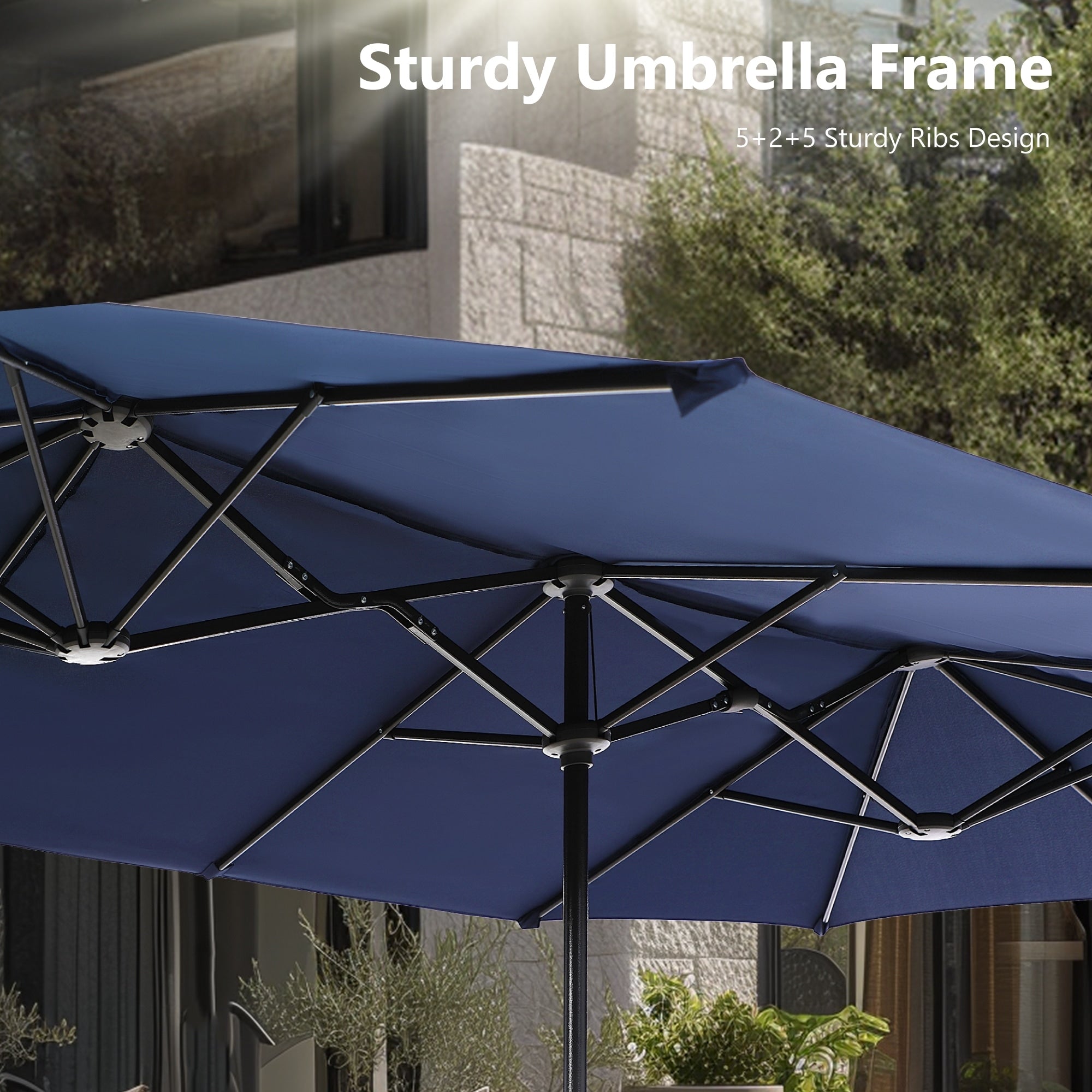 Parasol de patio double face MAISON ARTS de 13 pieds extra large avec manivelle