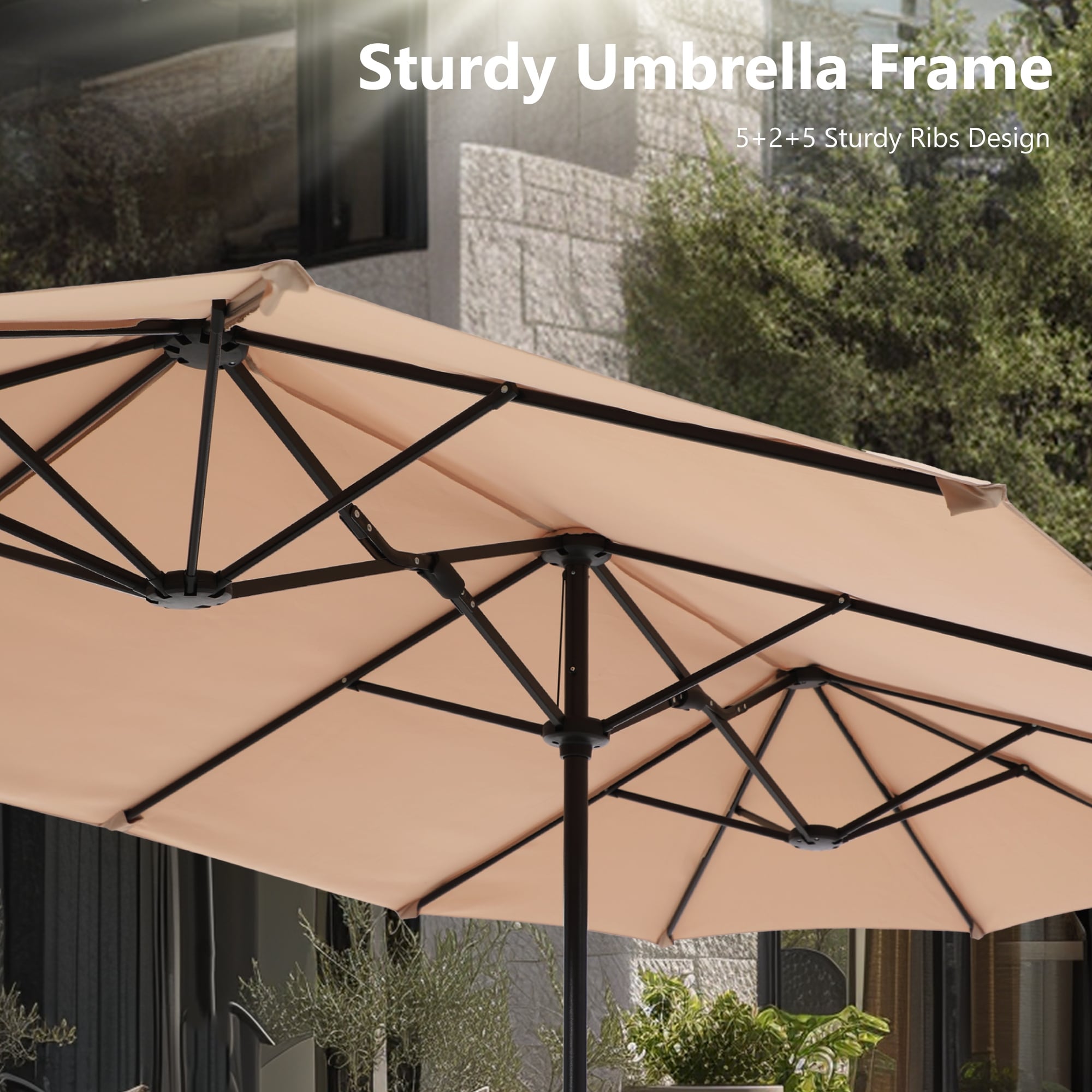 Parasol de patio double face MAISON ARTS de 13 pieds extra large avec manivelle