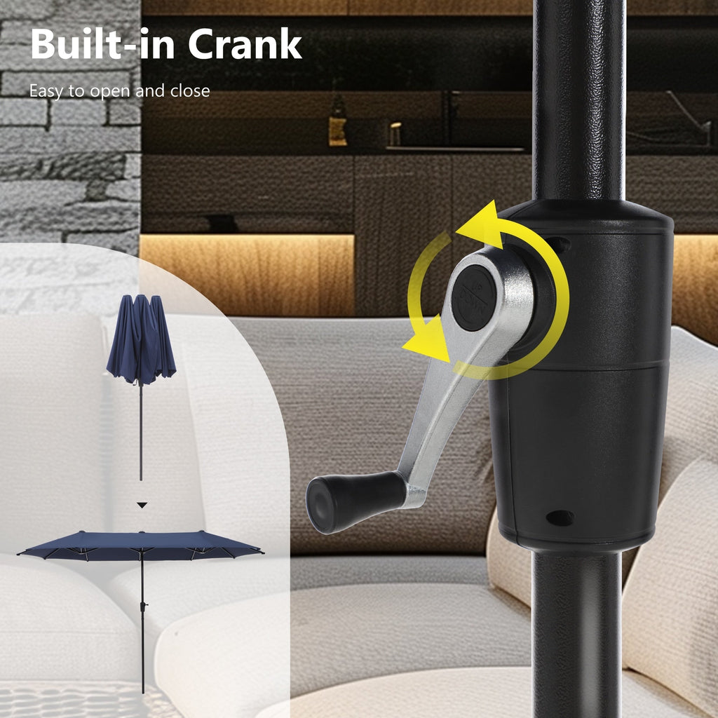 Parasol de patio double face MAISON ARTS de 13 pieds extra large avec manivelle