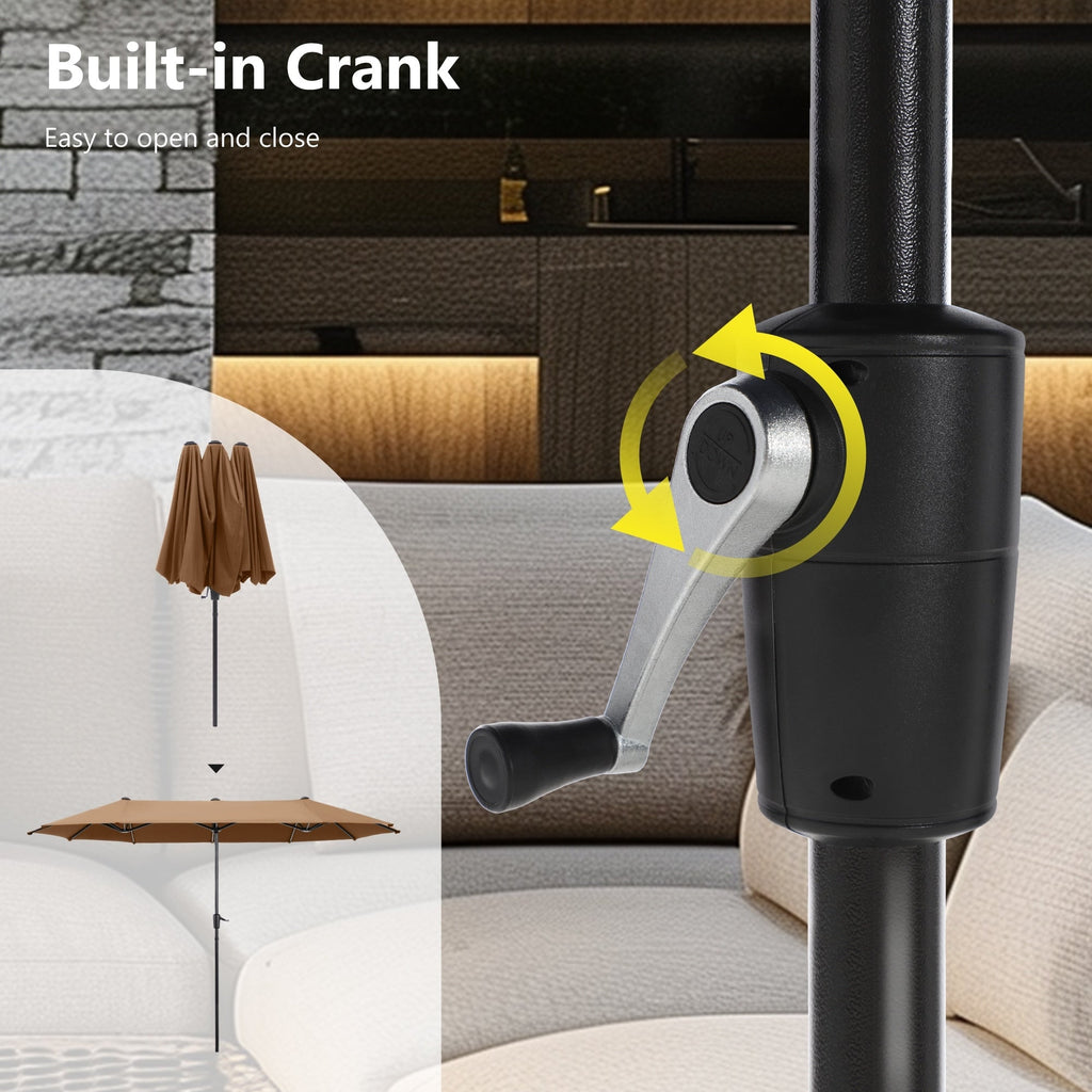 Parasol de patio double face MAISON ARTS de 13 pieds extra large avec manivelle