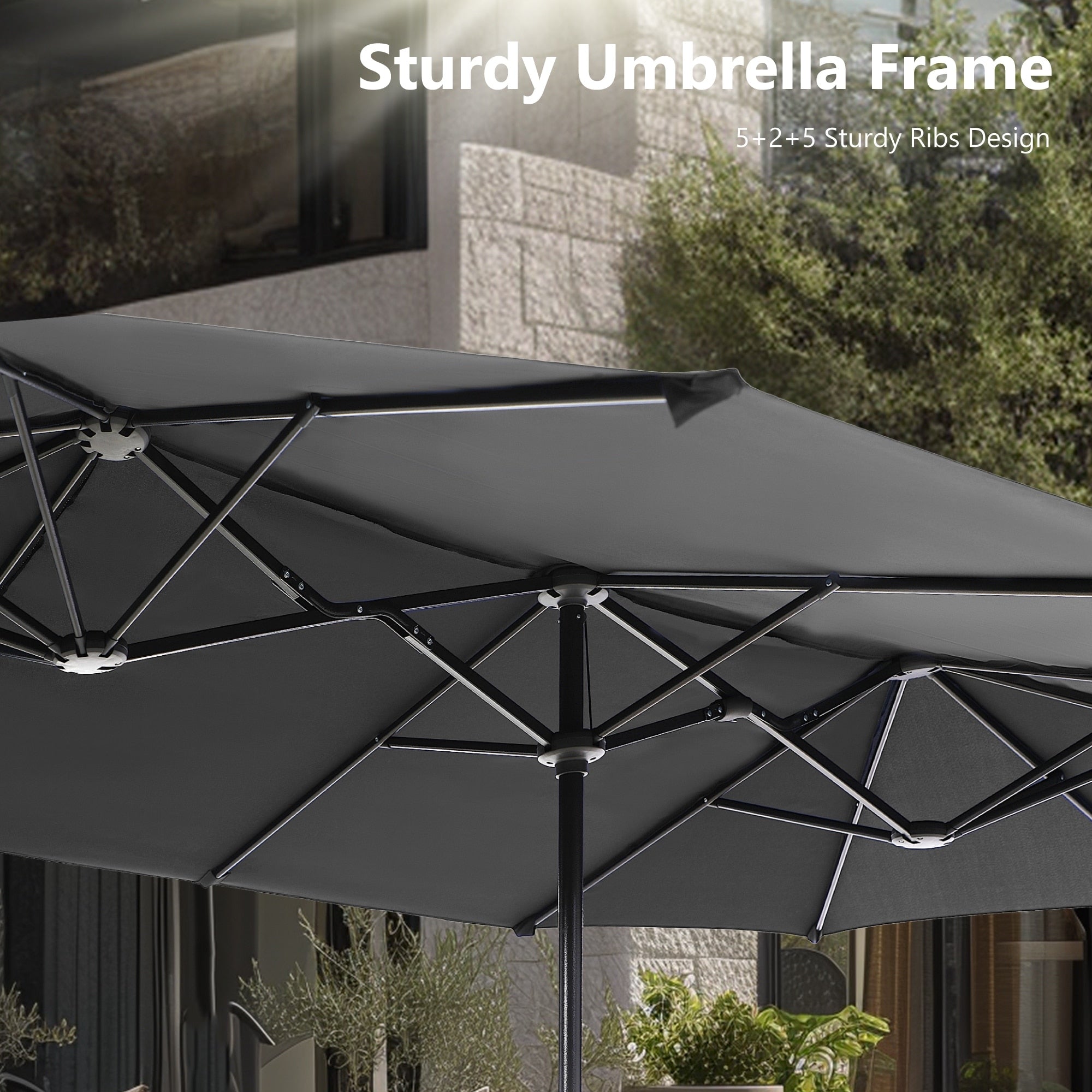 Parasol de patio double face MAISON ARTS de 13 pieds extra large avec manivelle