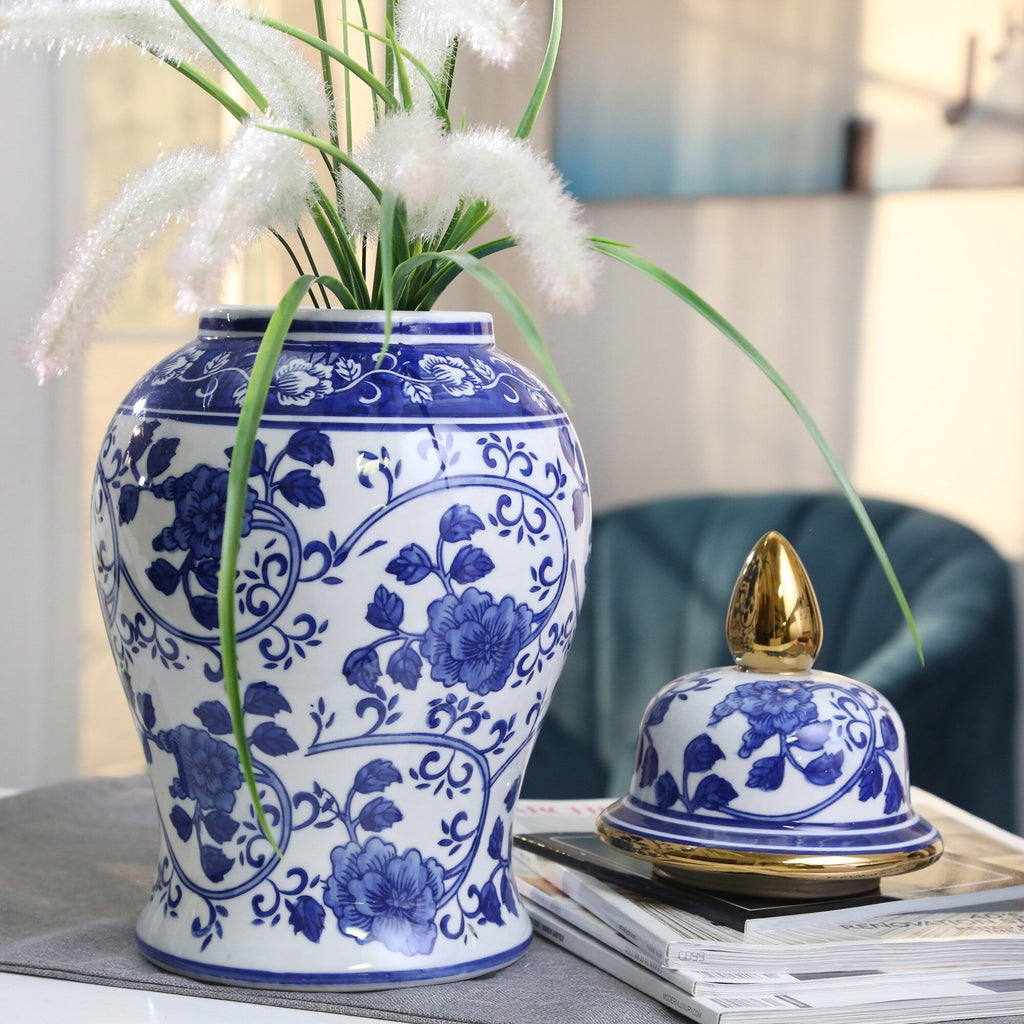 Pot Temple éclectique à motifs Sagebrook Home avec couvercle