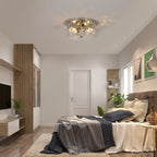 Plafonnier encastré à 2 lumières avec verre martelé transparent