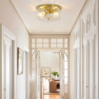 Plafonnier encastré à 2 lumières avec verre martelé transparent