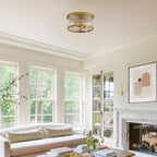 Plafonnier encastré à 2 lumières en verre transparent avec cadre en métal