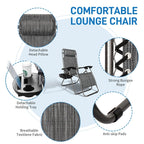 Chaise longue pliable portable à gravité zéro, 2 pièces, avec porte-gobelet