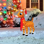 24 Rudolph 3D LED pré-éclairés Yard Art Rudolph avec bonnet et écharpe du Père Noël